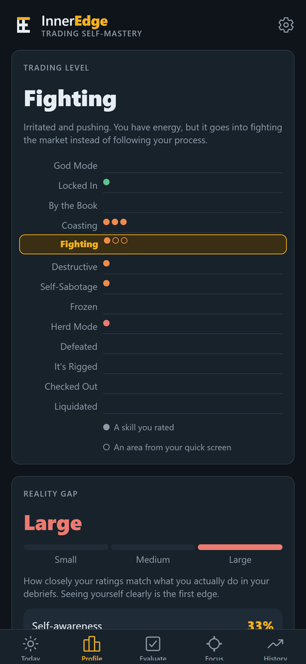 Profile chart placing every skill on the 13 Levels